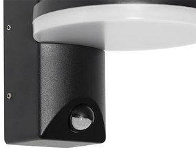 Lampă de perete exterioară neagră cu LED IP54 cu senzor de mișcare - Esmee