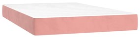 Pat box spring cu saltea, roz, 120x200 cm, catifea Roz, 120 x 200 cm, Design cu nasturi