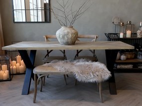 Masa dining, din lemn de pin, model Herringbone, Marseille