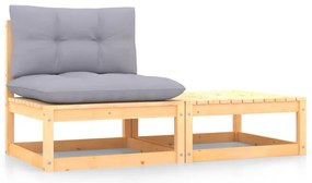 vidaXL Set mobilier grădină cu perne, 2 piese, lemn masiv de pin