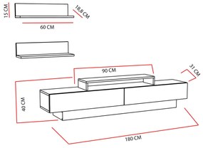 Mobilier living Lusalona (alb + Stejar). 1107304