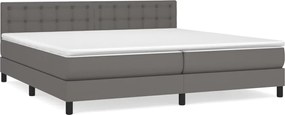 vidaXL Pat box spring cu saltea, gri, 200x200 cm, piele ecologică