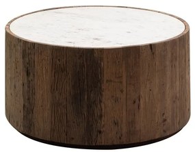 Masuta de cafea, din marmura si lemn reciclat, Savana