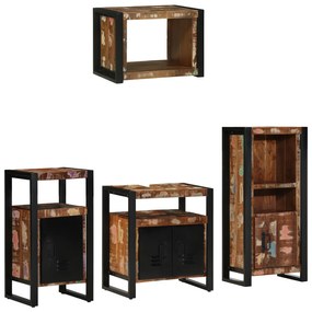 vidaXL Set de mobilier pentru baie cu raft 4 pcs Lemn recuperat solid