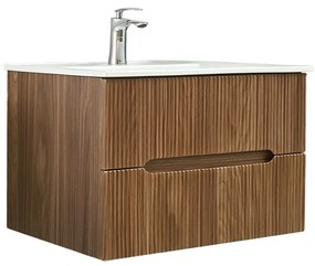 Mască de baie Trent 80 cu chiuvetă ceramică, 2 sertare, stejar apus de soare