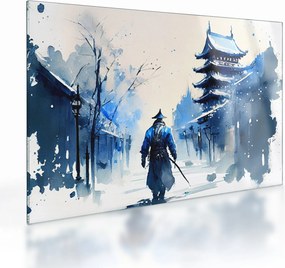 Tablou pe sticlă - Samurai, aquarel (70x50 cm)
