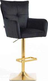 HR250KW Scaun Catifea Neagră Bază Aurie