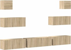 vidaXL Set dulapuri TV, 7 piese, stejar sonoma, lemn prelucrat