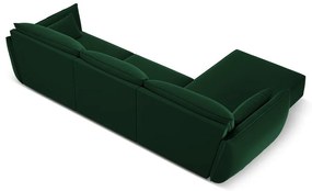 Colțar verde închis cu tapițerie din catifea (cu colț pe partea stângă, cu șezlong) Vanda – Mazzini Sofas