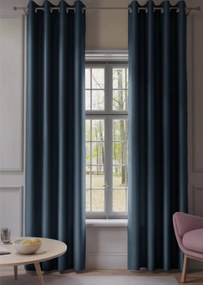 Draperie albastru închis OXFORD 140x250 cm Agatat: Inele metalice