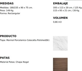 Masa dining extensibila design ultra-modern Ceramic 180-235x90cm