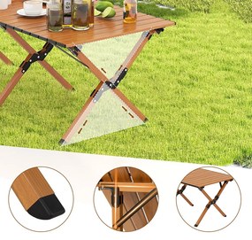 Masă de camping pliabilă din aluminiu cu geantă de transport