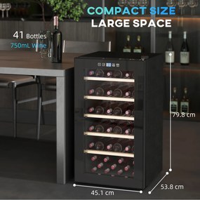 HOMCOM Frigider Vin pentru 41 de Sticle cu Temperatură Reglabilă Negru | Aosom Romania