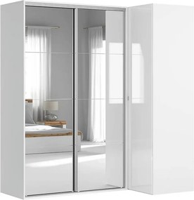 Dressing FLEX, alb lucios, PAL, cu 3 usi, 220x116x240 cm