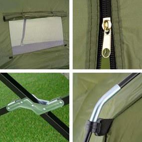 Cort portabil cu pat, structură oțel, verde, anti-insecte, 1