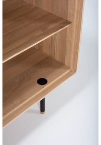 Comodă neagră/în culoare naturală joasă din lemn de stejar 118x100 cm Fina – Gazzda