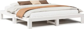 vidaXL Cadru de pat fără saltea, alb, 200x200 cm, lemn masiv pin