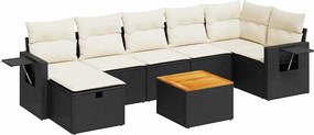 vidaXL Set mobilier de grădină cu perne, 8 piese, negru, poliratan
