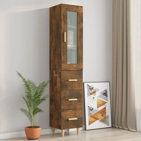 3115361 vidaXL Dulap înalt, stejar fumuriu, 34,5x34x180 cm, lemn prelucrat