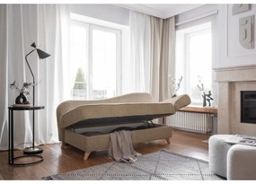 Șezlong taupe cu tapițerie din catifea reiată (cu colț pe partea dreaptă) Chic Charlotte – Miuform