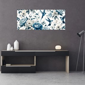 Tablou - Colibri cu flori (120x50 cm)