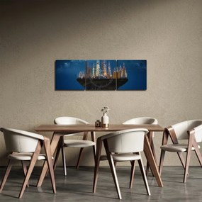 Tablou - Metropola plutind în spațiu (cu ceas) (90x30 cm)