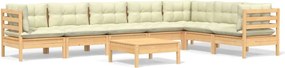 vidaXL Set mobilier de grădină cu perne crem, 8 piese, lemn masiv pin