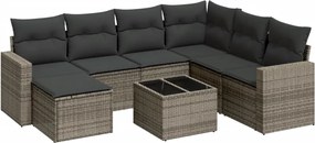 vidaXL Set canapele de grădină cu perne, 8 piese, gri, poliratan