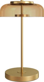 HOMCOM Lampă de masă Lampă cu lumină LED caldă, bază metalică, abajur din sticlă chihlimbar, Ø23 x 40H cm, Auriu | Aosom Romania