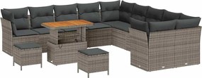 vidaXL Set de canapele pentru grădină 13 pcs Gri poliratan