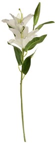 Floare artificială Lilie mare albă, două flori șiboboc, înălțime 84 cm