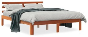 844268 vidaXL Cadru de pat cu tăblie, maro ceruit, 120x190 cm, lemn masiv pin