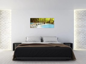 Tablou cu cascada Huai Mae Kamin în pădure (120x50 cm)