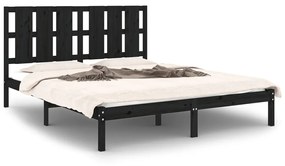 3105609 vidaXL Cadru de pat King Size, negru, 150x200 cm, lemn masiv