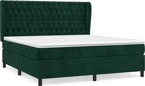 vidaXL Pat box spring cu saltea, verde închis, 160x200 cm, catifea