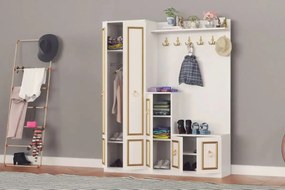 Cuier hol cu pantofar alb -auriu,Vera Homs 183 x 35 x 150 cm 