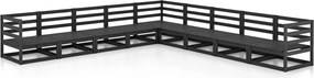 vidaXL Set mobilier de grădină, 9 piese, negru, lemn masiv de pin