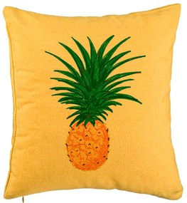 Perna Decorativa, Model Ananas, 40x40 cm, Galben, Husa Detasabila, Burduf