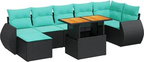 vidaXL Set mobilier de grădină cu perne, 8 piese, negru, poliratan