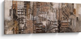 Tablou - Abstract, nuanțe maro (cu ceas) (90x30 cm)