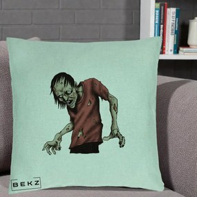 Perna Decorativa Halloween Zombie Infricosator, 40x40 cm, Verde Menta, Husa Detasabila, Perna Inclusa, BEKZ®