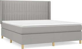 vidaXL Pat continental cu saltea, gri deschis, 160x200 cm, textil