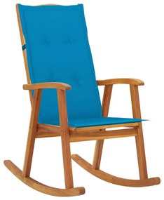 Balansoar cu perne, lemn masiv de acacia 1, Albastru, 120 x 50 x 4 cm