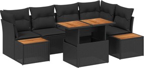 vidaXL Set de canapele pentru grădină 10 pcs Negru Rattan poli