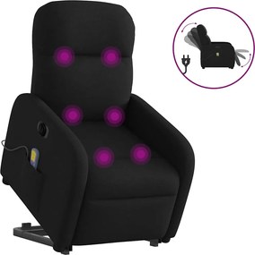 vidaXL Fotoliu electric de masaj rabatabil cu ridicare, negru, textil