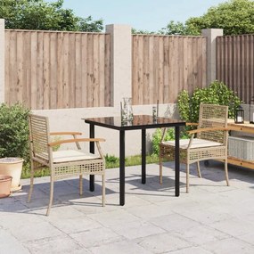 vidaXL Set mobilier de grădină cu perne, 3 piese, bej, poliratan