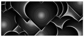 Tablou cu inimile alb - negre (120x50 cm)