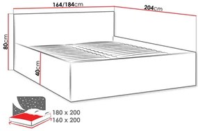 Pat matrimonial 180 cm Noralan 180 (Alb alpin) (cu somieră). 1104404