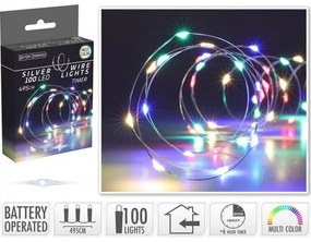 Sârmă luminoasă cu temporizator Silverlights 100 LED, colorat, 495 cm