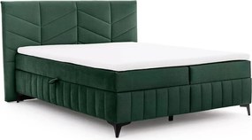 Pat boxspring Penia 160x200 cu spațiu de depozitare - catifea verde hidrofobă Element 12